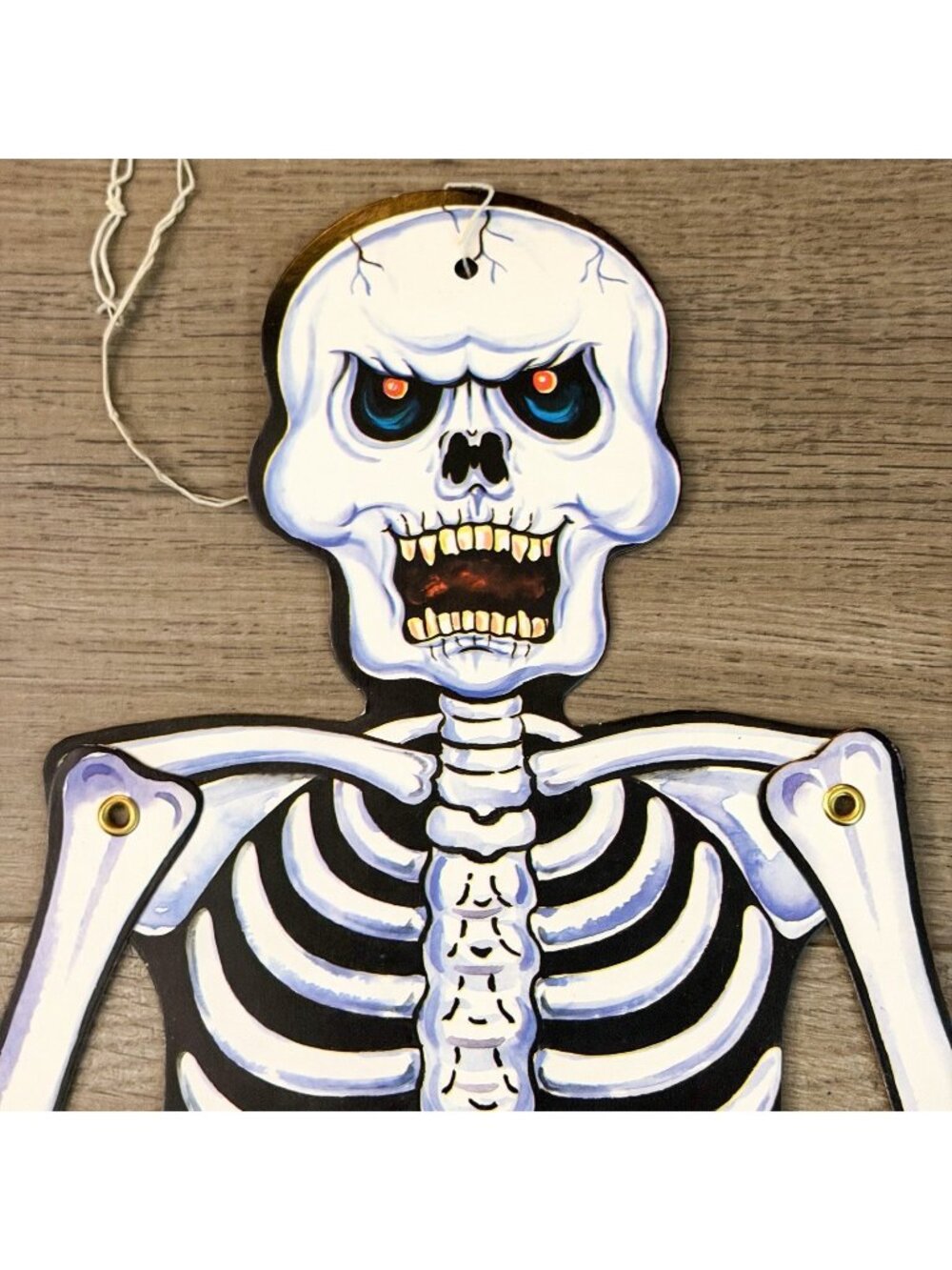 Vintage Halloween Jointed Skeleton Die Cut Decoration 24”